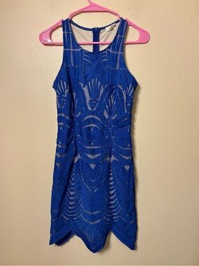 Tea n Cup Royal Blue Lace Trim Top with Cream Lining 100% cotton Size S